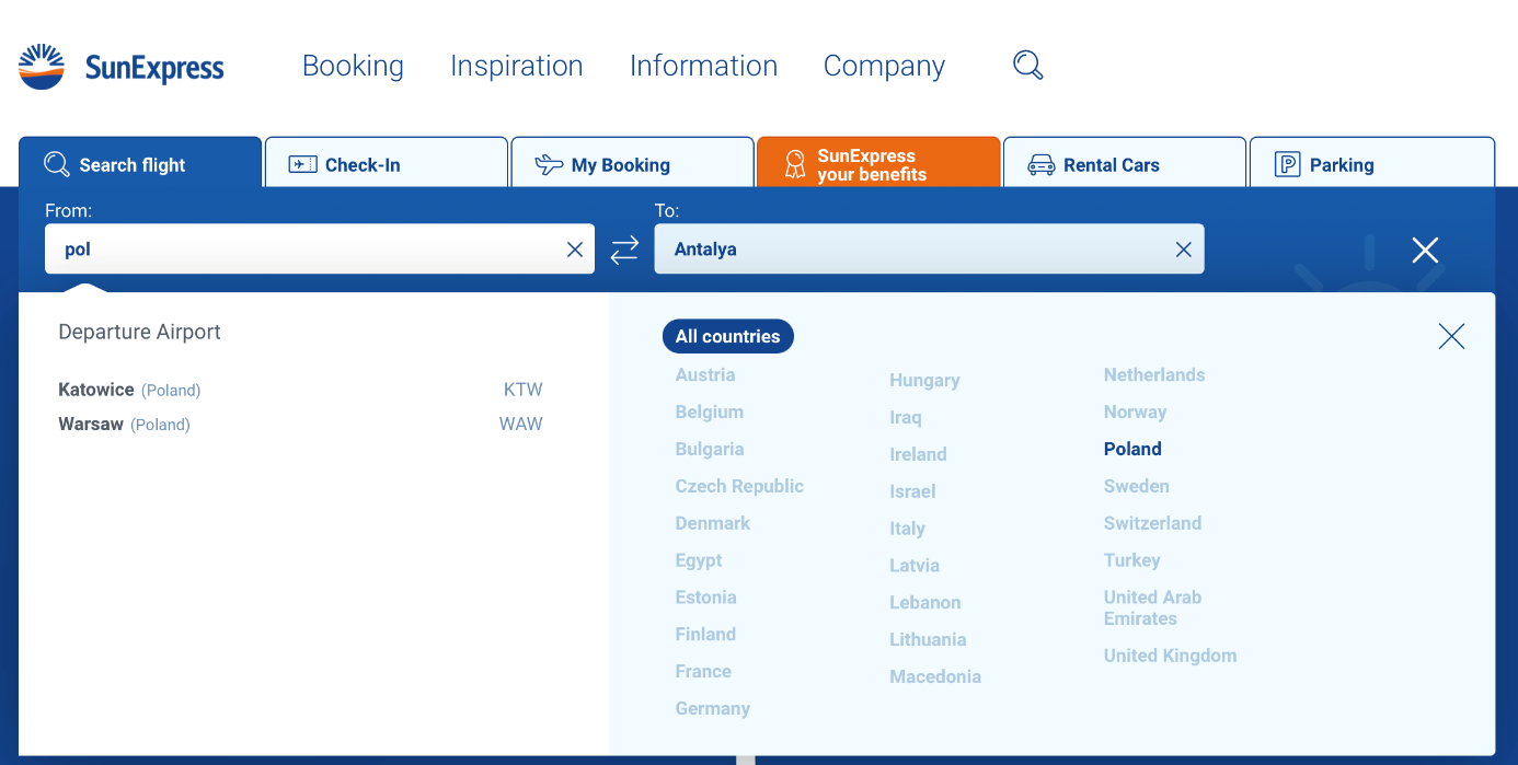 Integracja z linią lotniczą SunExpress